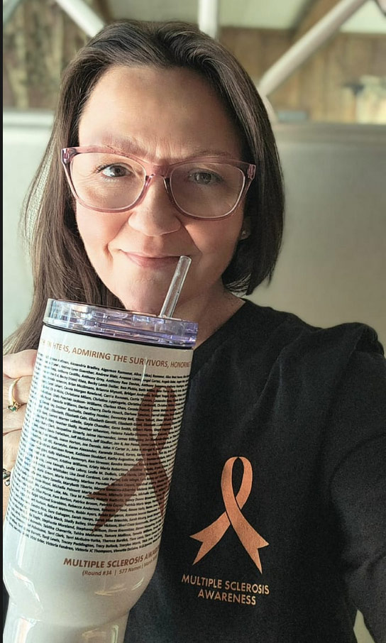 Supporter wearing a Multiple Sclerosis Awareness Story Shirt