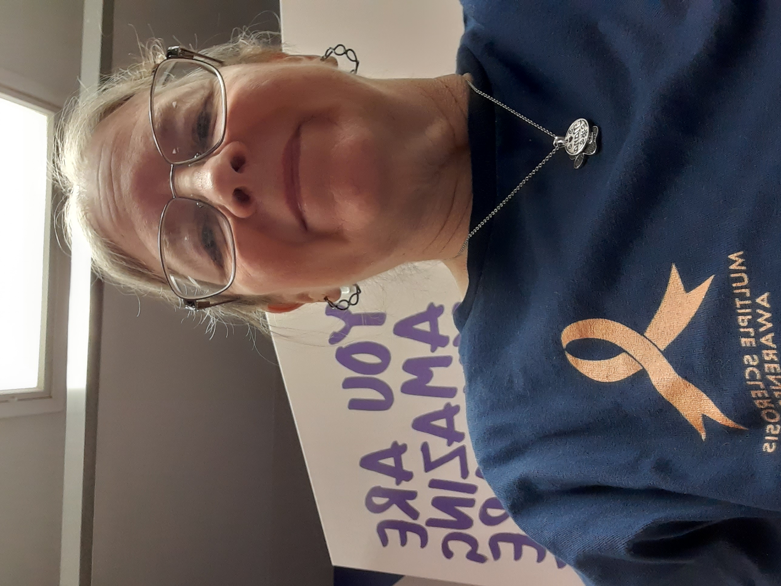 Supporter wearing a Multiple Sclerosis Awareness Story Shirt