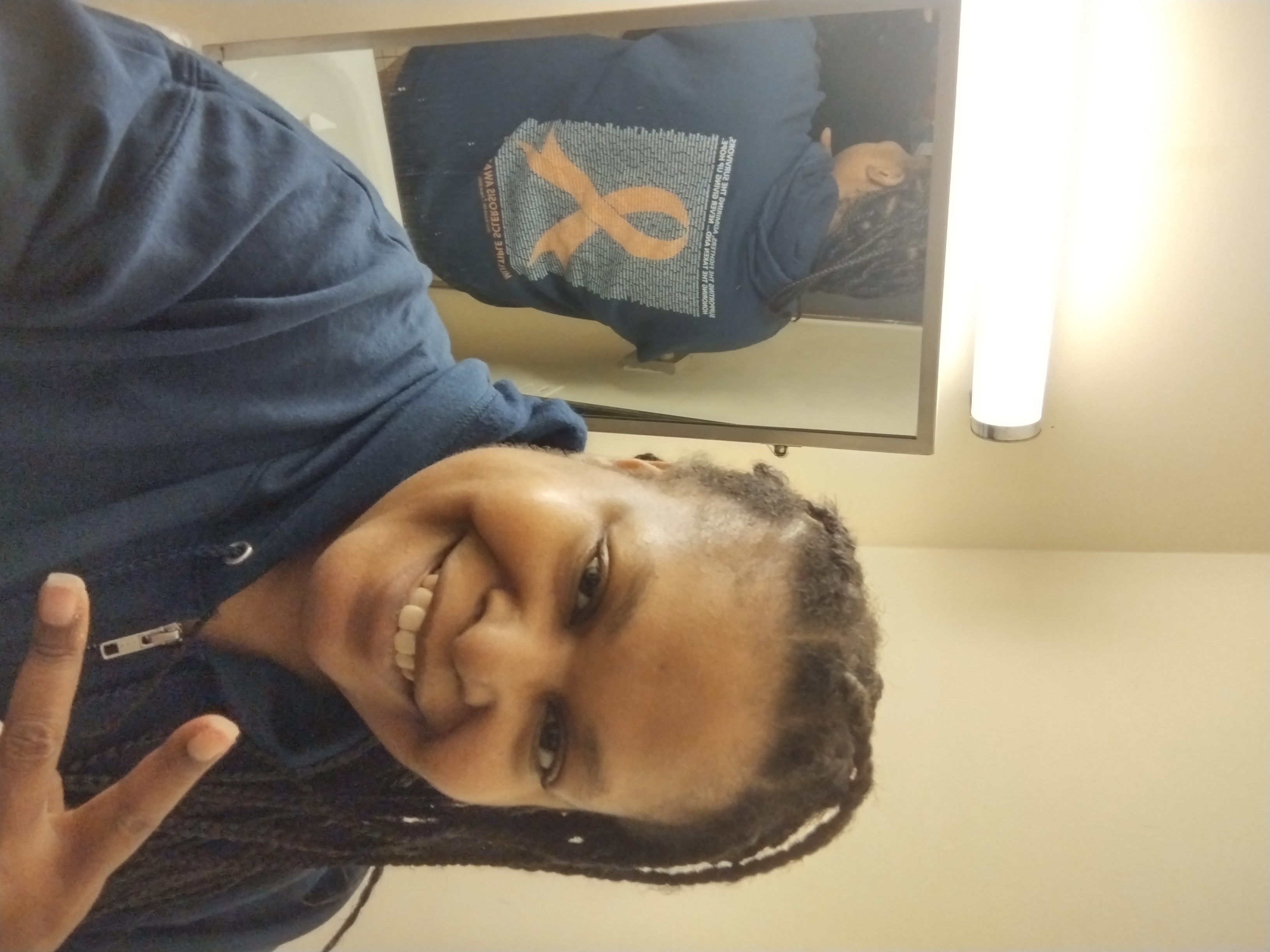 Supporter wearing a Multiple Sclerosis Awareness Story Shirt